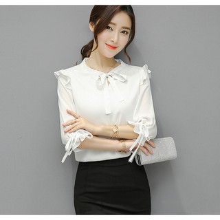 Áo kiểu nữ thắt nơ HK-SM0KW9 (Trắng)