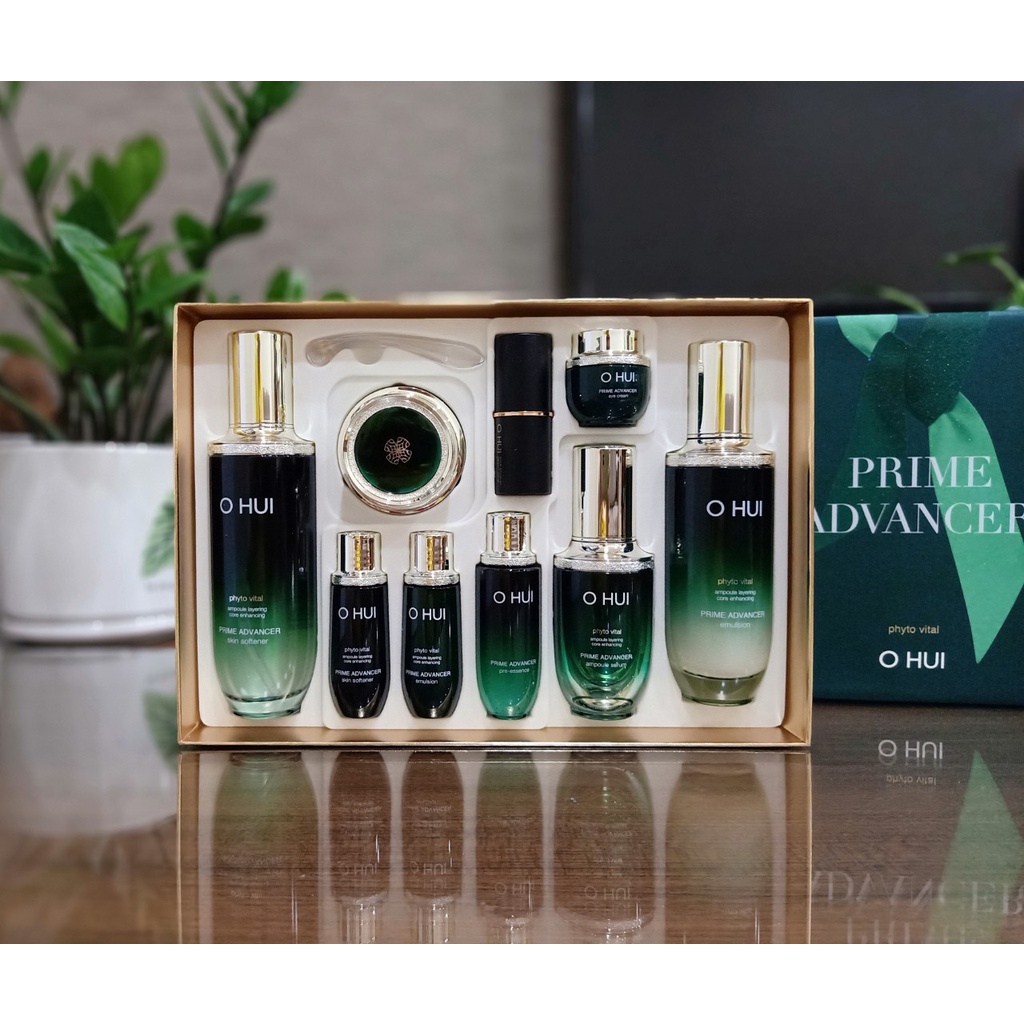 Set hoa hồng sữa dưỡng ohui xanh primmer chống lão hoá, căng bóng