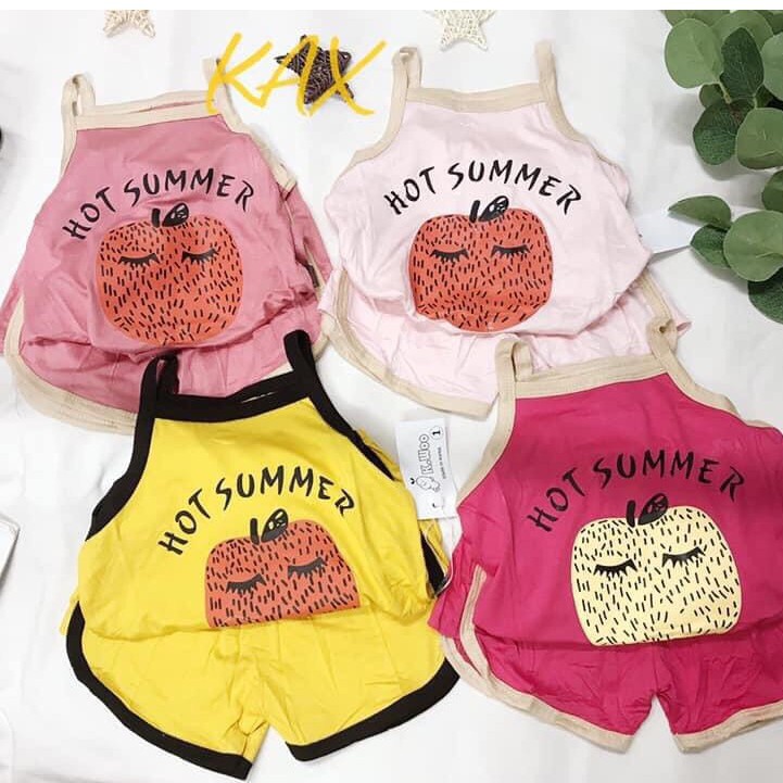 Bộ 2 dây thun lạnh SUMMER cho bé gái màu vàng-hồng 7-16kg