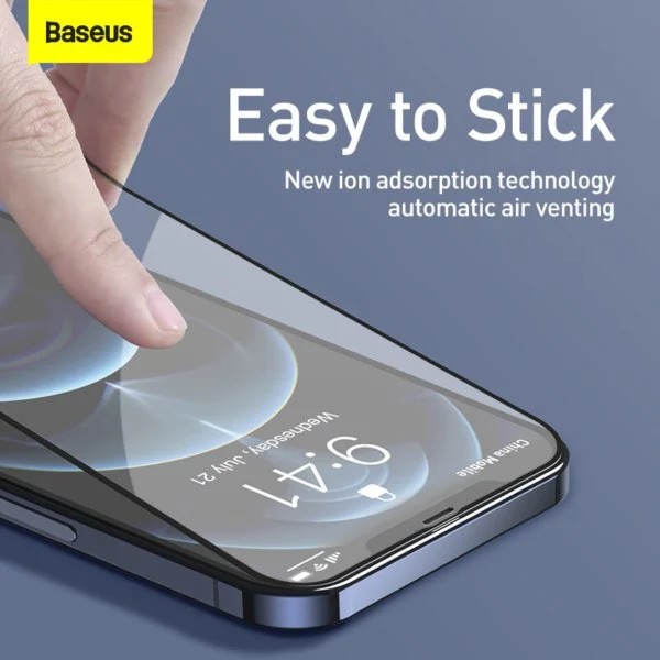 Bộ 2 miếng dán cường lực full màn hình Baseus Tempered Glass Film cho IP 12 mini / 12 / 12 Pro / 12 Pro Max 0.3mm (Đen)