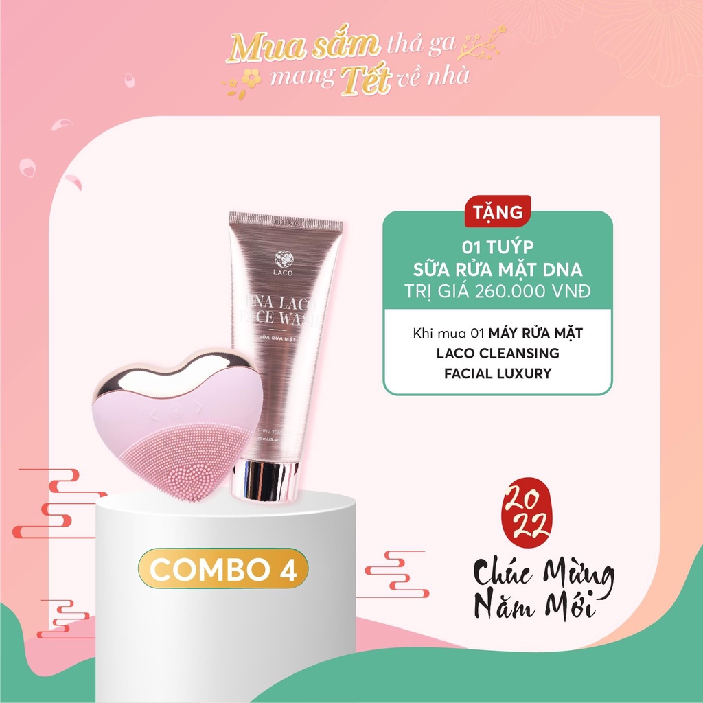 Máy rửa mặt hình trái tim LACO Luxury/chính hãng/sạch sâu/massage/đẩy tinh chất/gọn hàm/giảm nọng cằm