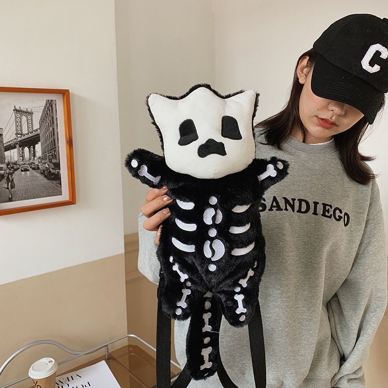 Ba Lô Starbucks 2021 Hình Đầu Lâu Quỷ Nhỏ Bằng Lông Nhung Phong Cách Halloween