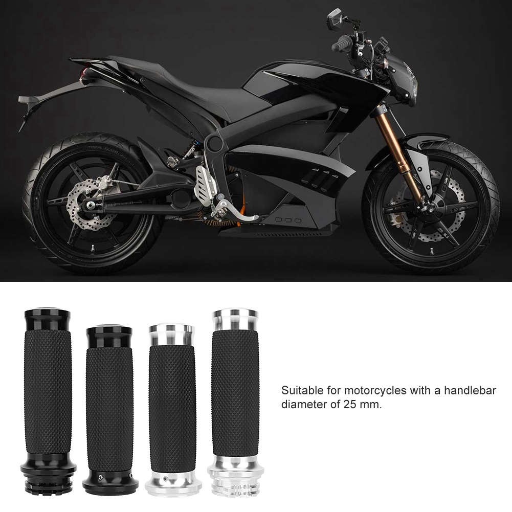 Cooltools 1 Pair Universal Motorcycle 25mm Handgrip Aluminum+Rubber Anti-slip Handlebar Grip Cover
