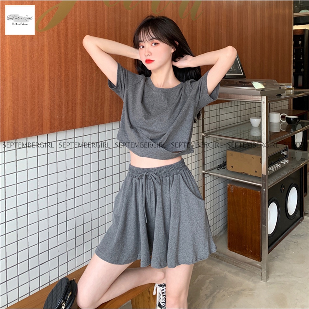 Bộ Quần Áo Thun Nữ *FREESHIP* Form Rộng Trơn Màu Basic SEPTEMBERGIRL - QA NU 002