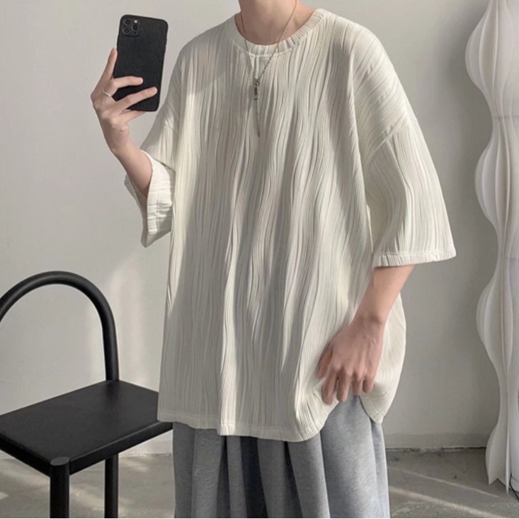 Áo Thun Tay Ngắn Cổ Tròn Màu Trơn Phong Cách Hàn Quốc Thời Trang Cho Nam Trang Cho Nam Simple Fashion áo phông nam form rộng vạch sọc lụa áo thun nam tay lỡ Nam