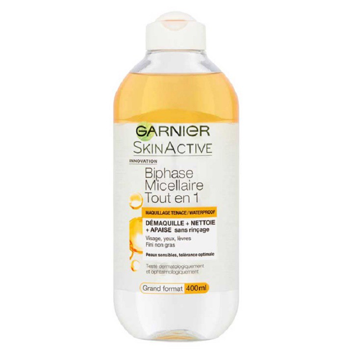 Tẩy Trang Garnier Skinactive Biphase Micellaire Tout en 1 dầu vàng 400ml thái hà shop