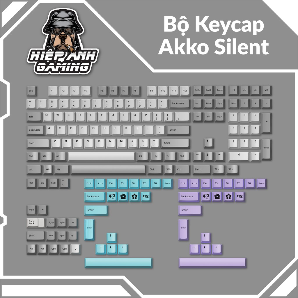 Bộ Keycap AKKO Silent - Cherry Profile dành cho bàn phím cơ
