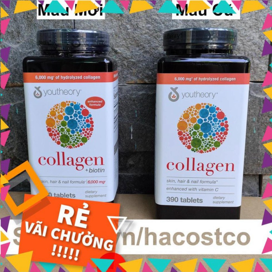 ( KIBO ) Viên Uống Youtheory Collagen Advanced 390 Viên collagen Type 1,2&3 - Mẫu mới