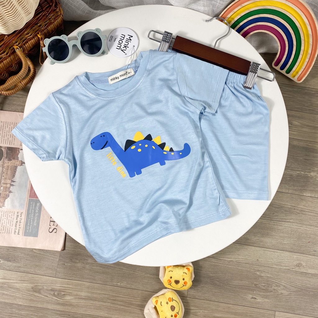 Bộ Cộc Tay Minky Mom, Vải Thun Lạnh Thoáng Mát Mùa Hè, In Hình Cá Sấu, Khủng Long Cho Bé - Mã: TN-IN87
