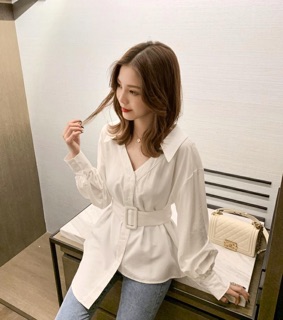 ÁO SƠ MI TÀ LỆCH KÈM BELT