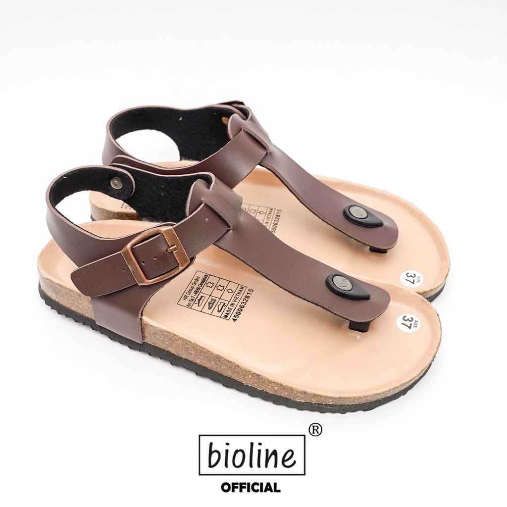 PUK10 - Sandal Đế Trấu BIOLINE Official Quai Da Pu Tách Ngón Lót Pu Kem Chống Nước