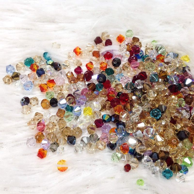 20 Hạt đá pha lê hình thoi mix trộn nhiều màu size 4mm lấp lánh sang trọng cườm xỏ vòng trang sức siêu đẹp