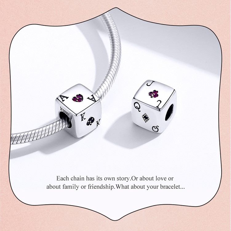 Hạt trang sức BAMOER SCC1440 làm từ bạc 925 hình viên xí ngầu khu rừng ma thuật độc đáo