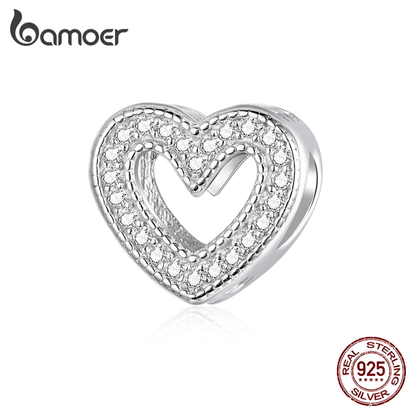 Phụ Kiện Bamoer Hình Trái Tim Bằng Bạc Dùng Làm Trang Sức Xinh Xắn