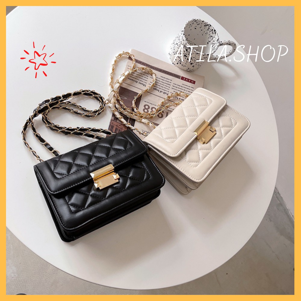 Túi xách nữ túi hộp vuông khóa trần trám , túi đeo chéo sang trọng S1 ATILA.SHOP