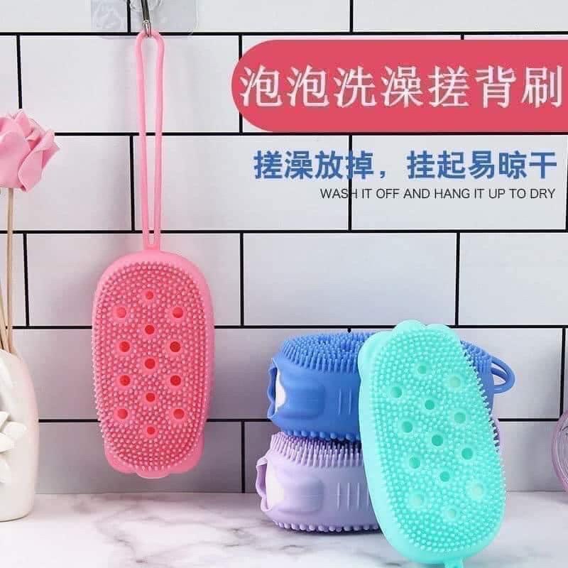 Bông Tắm Bọt Biển Silicon Có Gai Kì Cọ Massage Chà Lưng Miếng Mút Tạo Bọt 2 Mặt Lông Siêu Mềm Để Tắm Rửa Mặt Tẩy Tế Bào