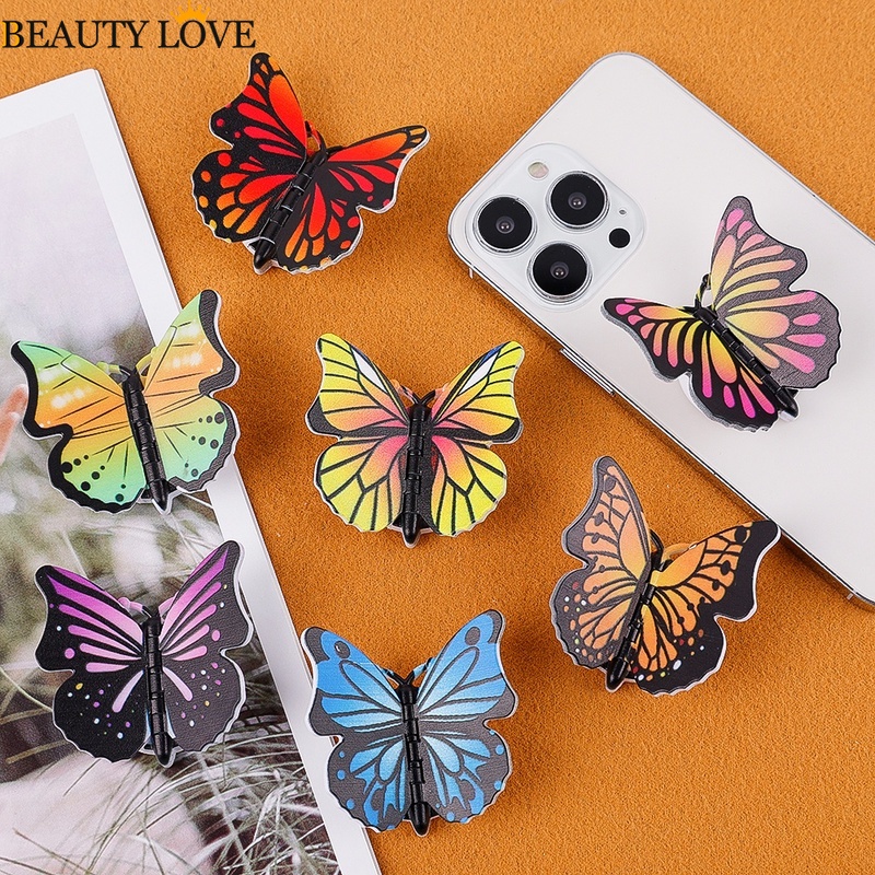 [Mới] 1 Cái Màu Sắc Ngẫu Nhiên 360° Giá Đỡ Điện Thoại Dạng Xoay Họa Tiết Bướm Nhiều Màu Sắc Cho IPhone Android