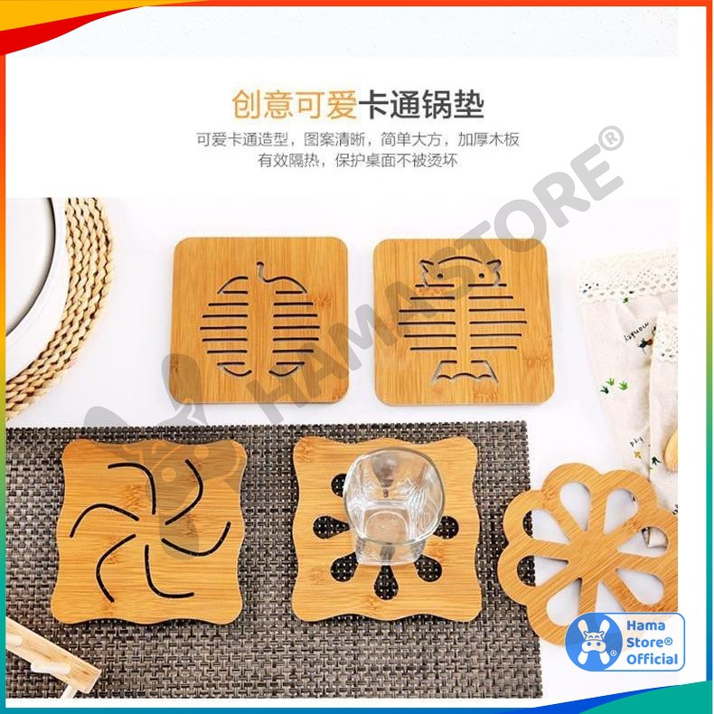 Lót ly bằng gỗ, lót cốc cách nhiệt, hoạ tiết đẹp mắt, mã GD_NB_013