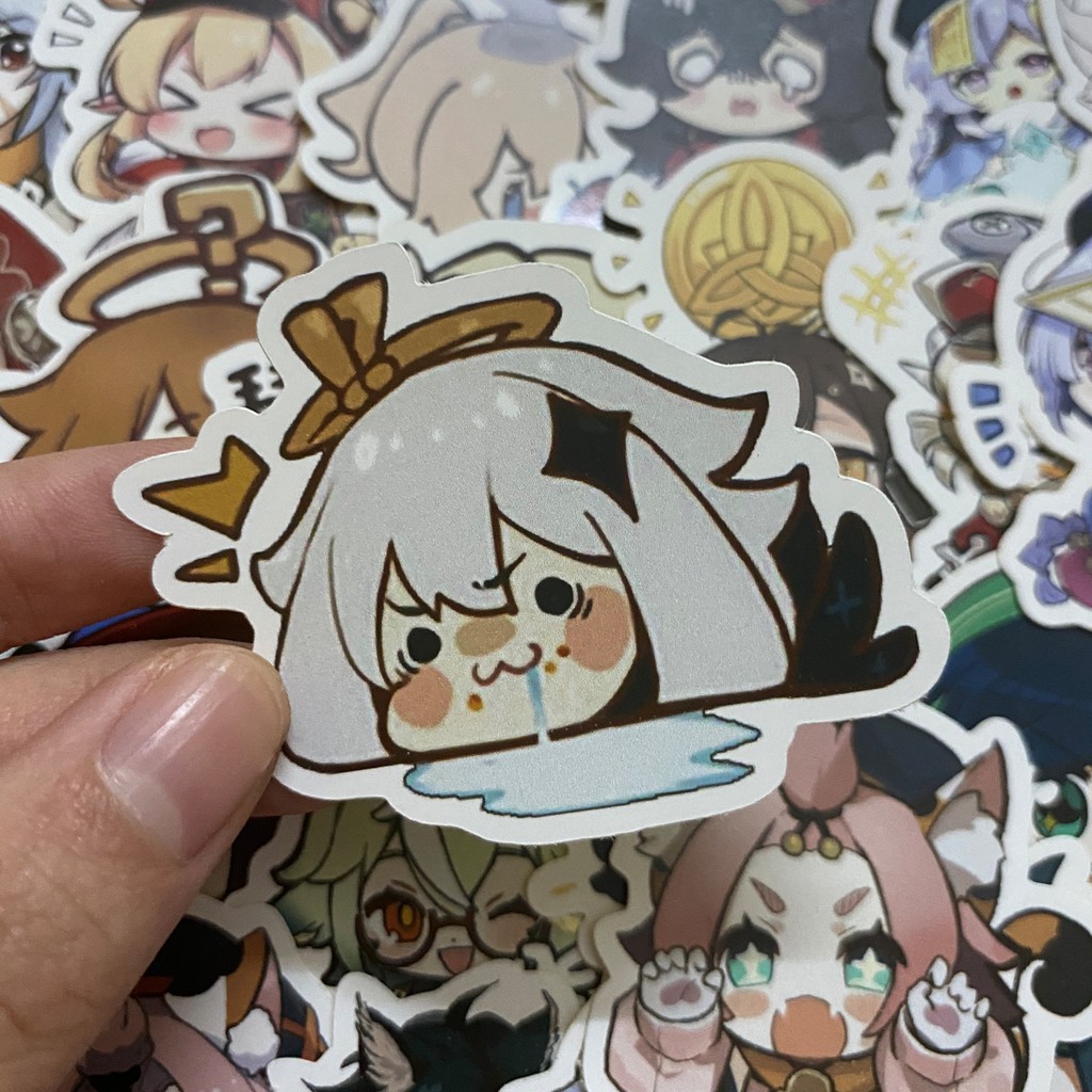 Bộ hình dán - sticker game Genshin Impact dán trang trí laptop, máy tính bỏ túi, vali, điện thoại, đàn ghita, hộp.