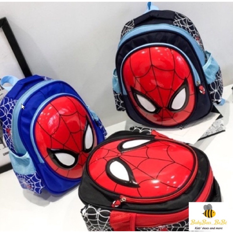 Balo siêu nhân Spider man cho bé mầm non, mẫu giáo năp nhựa chống nước, chống va đập