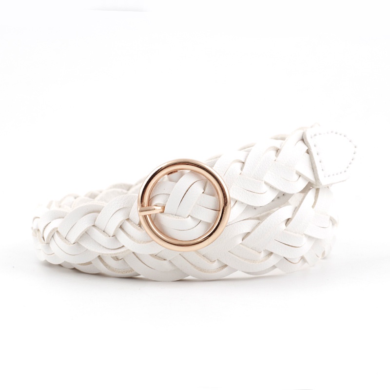 Thắt Lưng Bện Dây Khóa Tròn 8 Màu Thời Trang Thường Ngày Cho Nữ