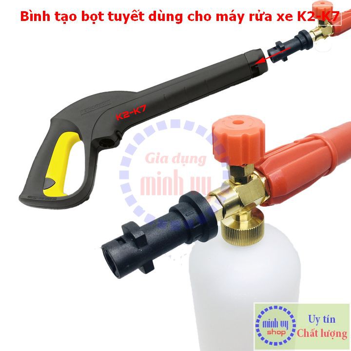 Bình tạo bọt tuyết 1L cao cấp cho máy rửa xe gia đình - máy rửa cao áp Krcher K2 - K7