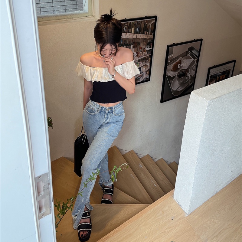 Áo Croptop Dệt Kim Tay Cánh Tiên Dáng Ôm Cho Nữ