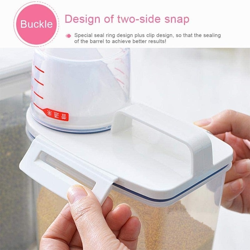 Hộp Nhựa Trong Suốt Đựng Gạo Có Cốc Đong Chống Côn Trùng Chống Ẩm Tiện Dụng
