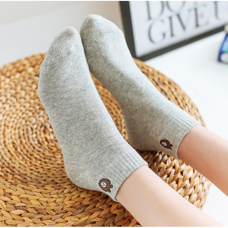 Set 10 đôi tất Gấu cổ ngắn kèm túi đựng, tất gấu Brown cực đẹp.