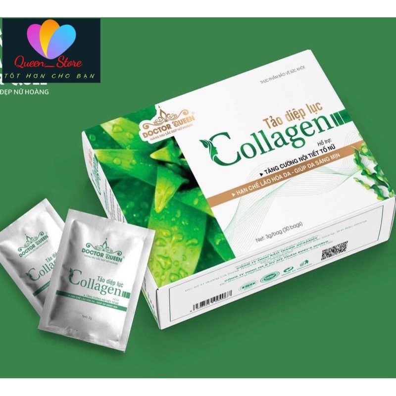 Tảo diệp lục colagen Doctorqueen hỗ trợ sáng da giảm mụn mờ vết thâm tăng cường nội tiết tố