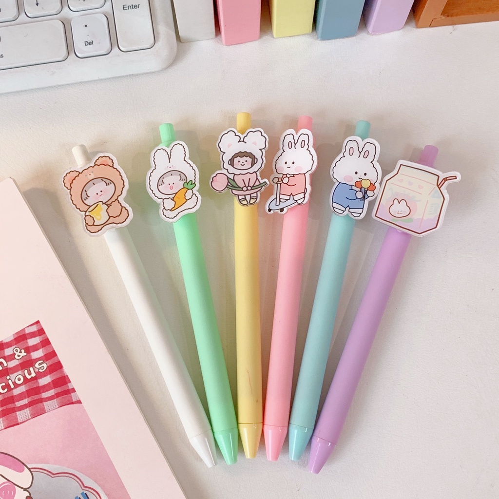 Bút Bi Kiểu Dáng Hoạt Hình Dễ Thương Gam Màu Pastel