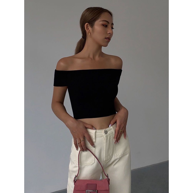 ℡☇Áo Thun Tay Ngắn Lệch Vai Màu Trắng Phong Cách Âu Mỹ Thời Trang Mùa Hè Mới 2022 Dành Cho Bạn Nữ