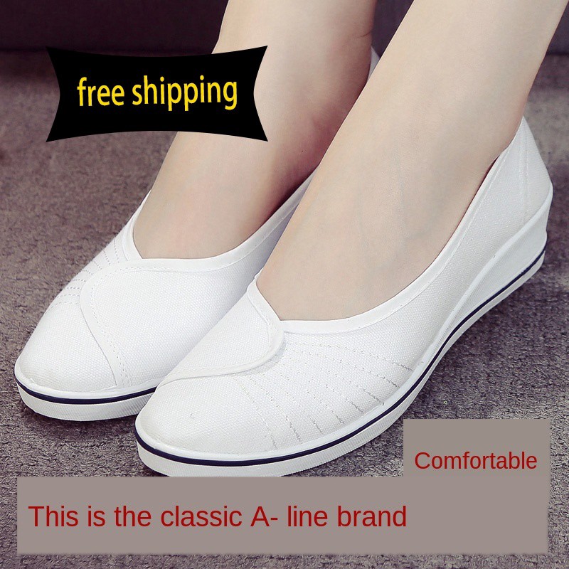 Yishuai nurse White WOMEN'S shoes wedge 2020 new beauty shoes White shoes old Beijing shoes flat sho