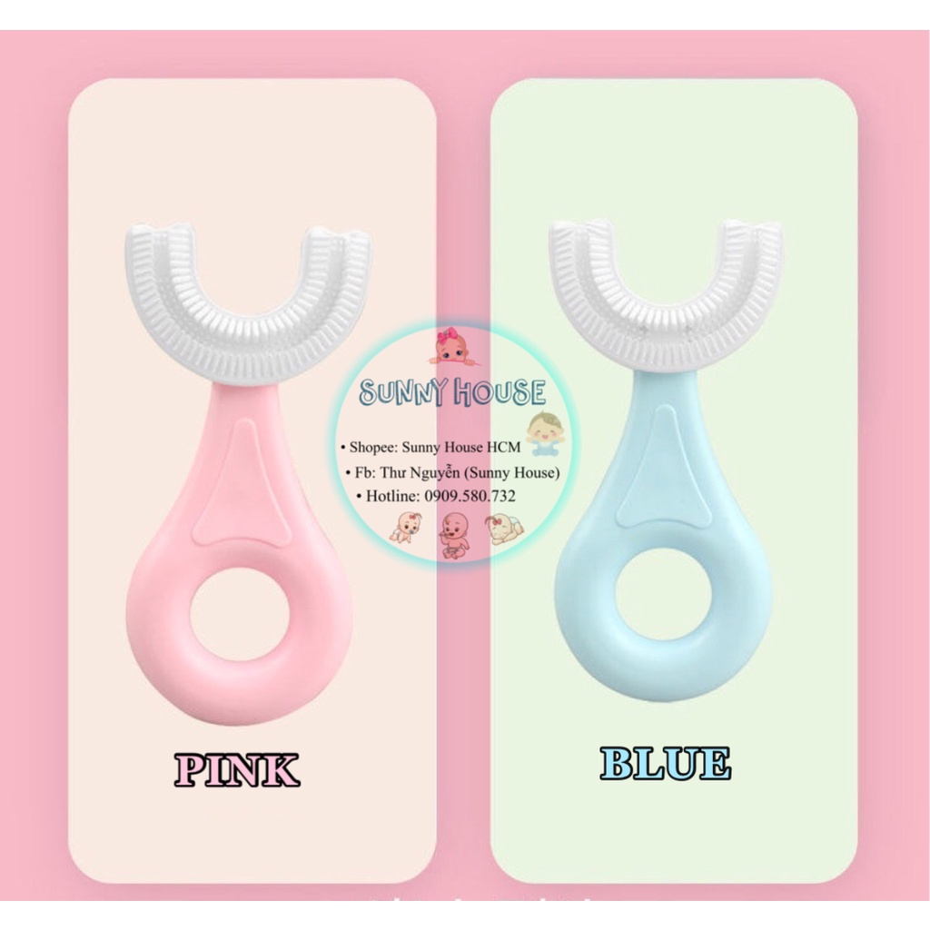 Bàn chải đánh răng silicon chữ U thông minh cho bé từ 2 - 6 tuổi