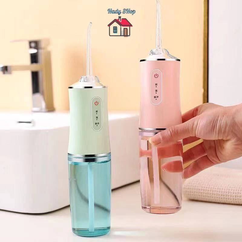 Máy tăm nước cầm tay Oral Irrigator - Tăm nước vệ sinh răng miệng 3 chế độ xịt cực sạch công nghệ Châu Âu