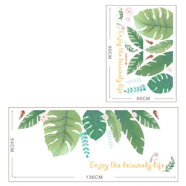 Decal trang trí tường - Lá Dương Xỉ nhạt 02
