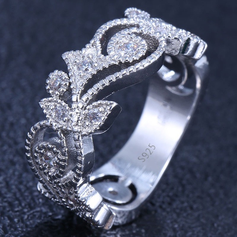 Aifei Jewellery Women Ring Flower Mosaic Diamond 925 Sterling Silver R1112