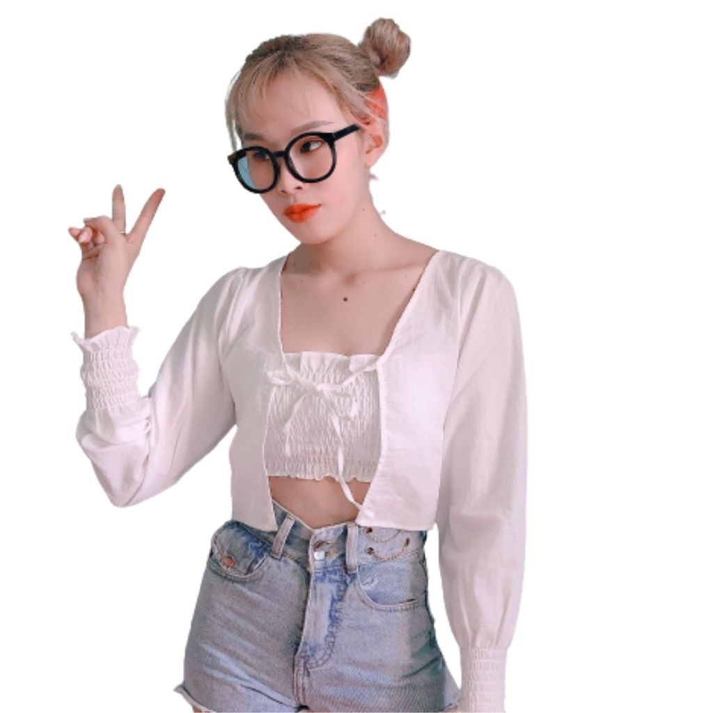 Áo croptop ôm body vải đũi hàn quốc