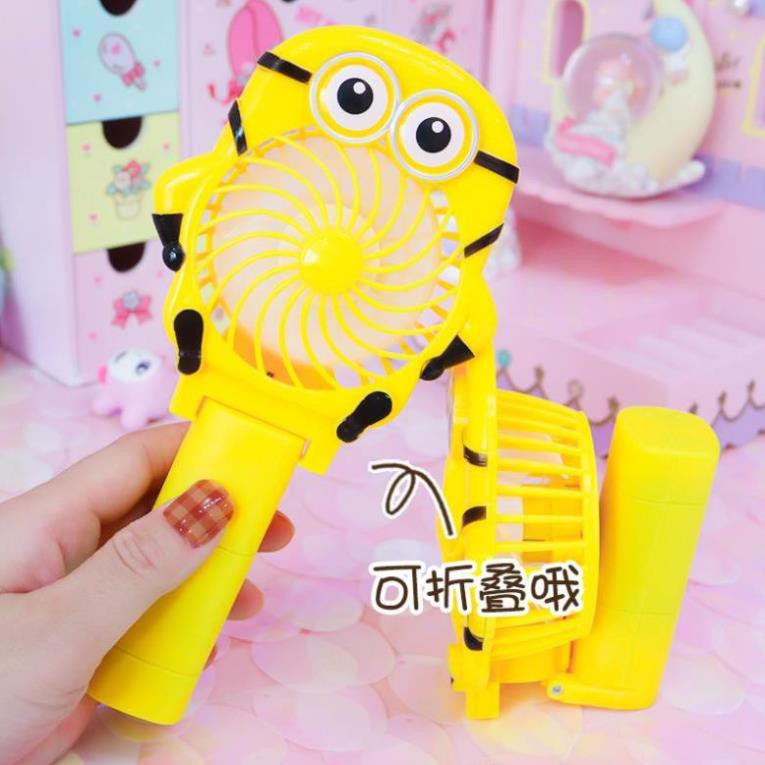 Quạt tích điện mini hình thú cầm tay, cán gập lại được siêu dễ thương, tặng kèm dây sạc, Hàng cao cấp | BigBuy360 - bigbuy360.vn