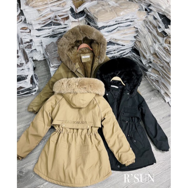 6 màu Áo parka nữ lót lông mũ lông