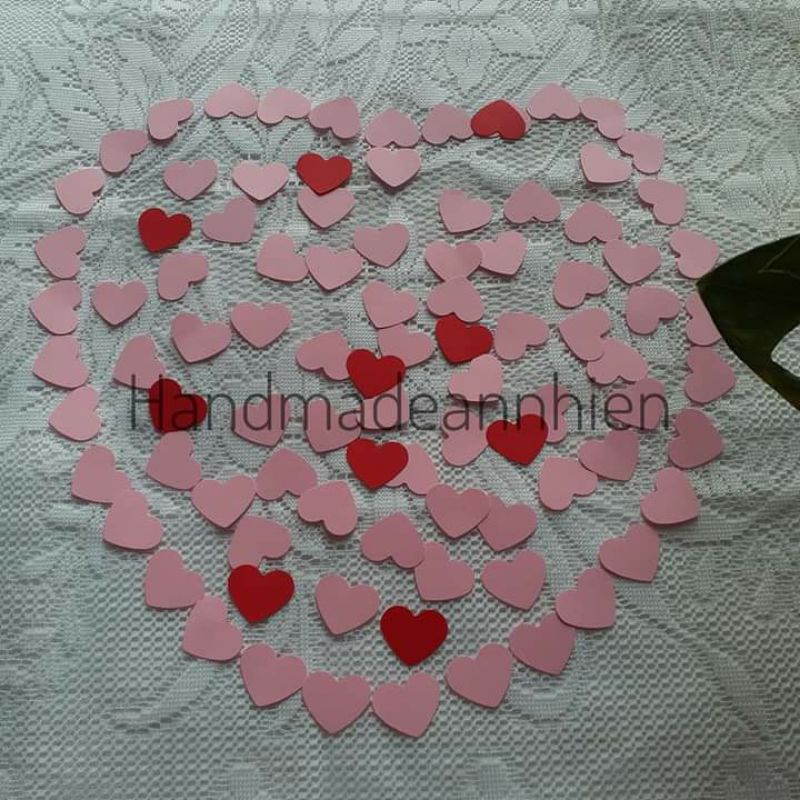 20-30 - 50 hình trái tim 2.5 x 2cm,3.5 ×3cm, 4.9x4.2cm bằng giấy màu - thủ công mầm non cho bé - hình trang trí thiệp 3D