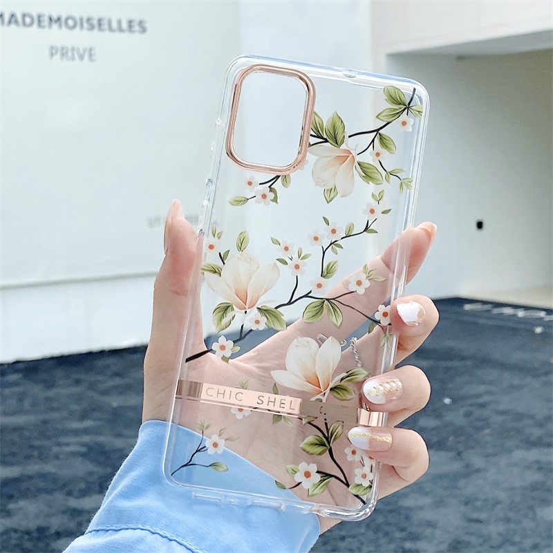 Ốp Điện Thoại Mềm Mạ Điện Họa Tiết Hoa Thời Trang Cho Samsung S20 S21 S22 Plus S21 FE S22 Ultra