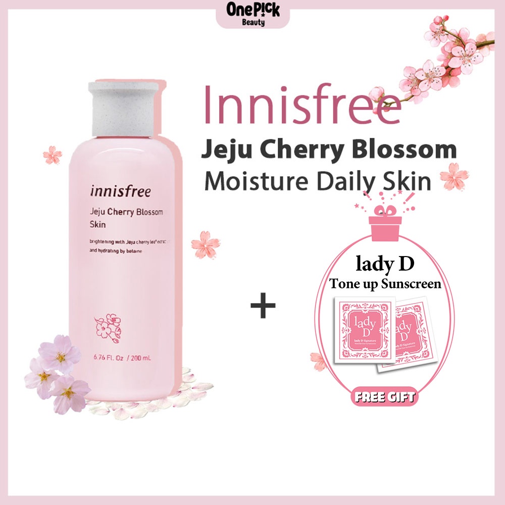 OnePick) Nước hoa hồng dưỡng ẩm, giúp da rạng rỡ,  dành cho da dầu và da hỗn hợp [Innisfree Cherry Blossom Moisturizing Skin 200ml]