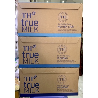  Thùng 48 bịch sữa tươi tiệt trùng TH true Milk 220ml  HSD 07 26   Nguyên chất - Ít đường - Có đường  