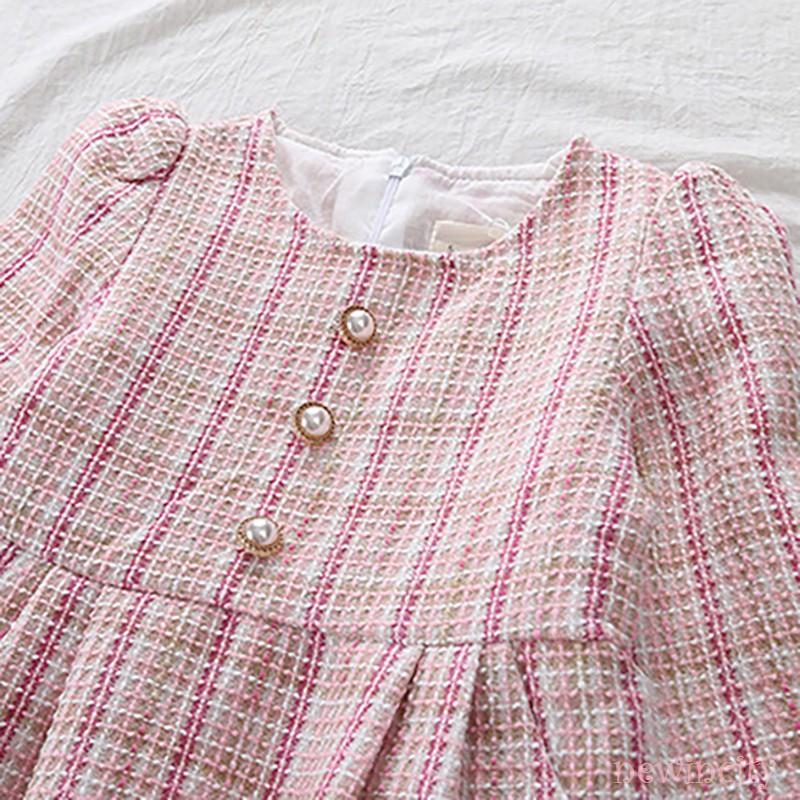 Váy tay dài họa tiết kẻ sọc thời trang xinh xắn dành cho bé gái