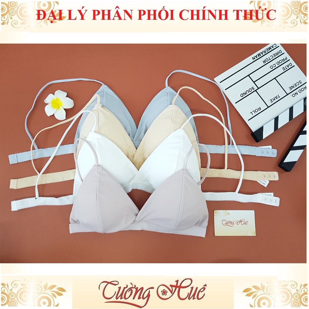 Áo bra 2 dây cúp tam giác thun gân nhiều màu lựa chọn.