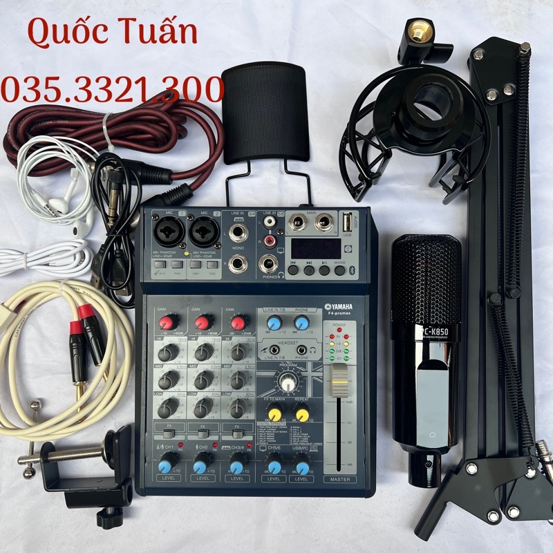 Bộ Mic Thu Âm Livestream Karaoke Cao Cấp Mới Nhất 2022 Micro Takstar K850 + Mixer F4 Pro Max 16 chế độ hát cực hay