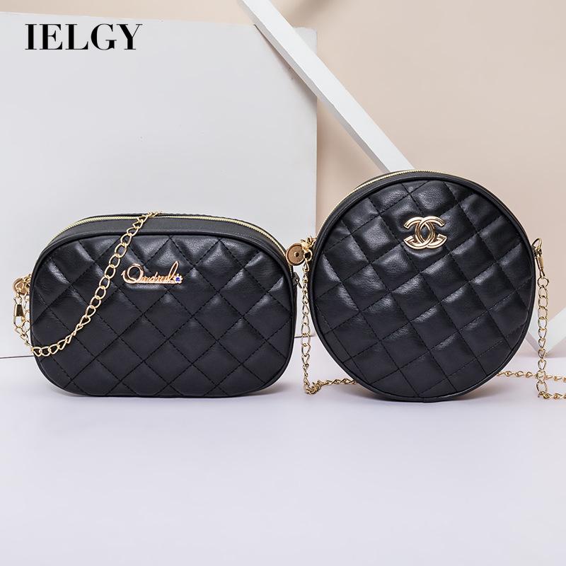 Túi đeo chéo mini IELGY hình vuông/ tròn đính đá thời trang dành cho nữ