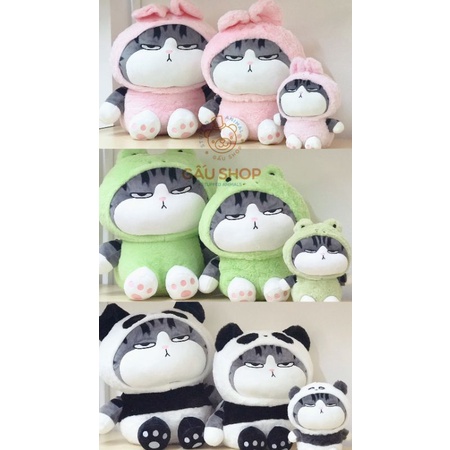 Gấu bông [FREE SHIP] 🤎 Mèo hoàng thượng 3 màu 🤎 - Mèo bông đội lốt Panda, Thỏ Ếch siêu mịn hàng nhập cao cấp