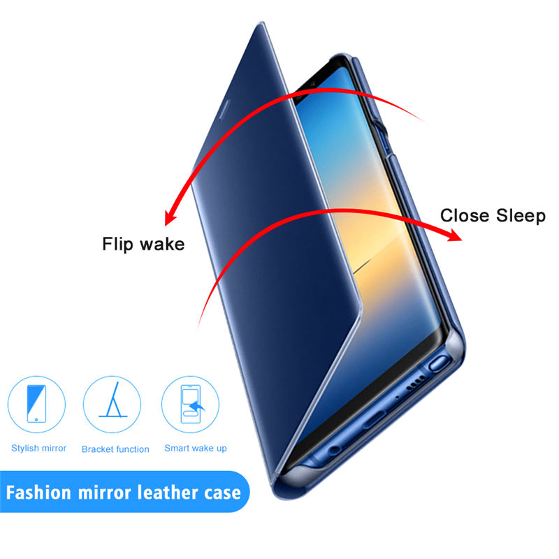 [Ready Stock]Samsung Note 10 Plus 10 Lite 9 8 5 4 Case Clear View Electroplate Mirror Flip Stand Cover